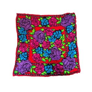 Liz Claiborne Scarf Vintage Vibrant Multicolor Floral Square Flower Colorful